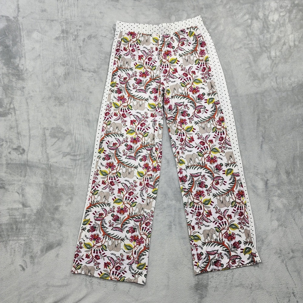 Cuddl Duds Pants Womens S Multicolor Elephant Floral Pull On Wide Leg Boho Knit